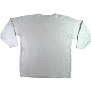 White Stag Vintage Textured Knit Sweater Plus Size 22W White 100% Cotton